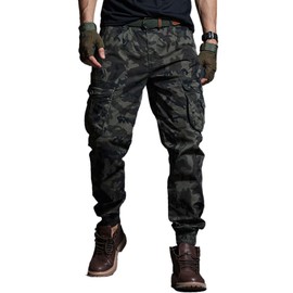 Men's Cargo Joggers Work Camo Chino Utility Combat Pants Trousers with Multi Pockets for Fall and Winter 32