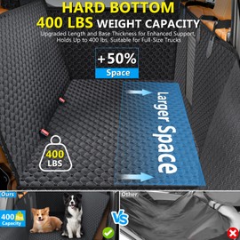 DIAMOOKY Truck Back Seat Extender for Dogs, Upgraded Waterproof Pet Seat Cover with Door Protection, Hard Bottom, Holds 420lbs, Dog Hammock for F150/Silverado 1500/GMC Sierra 1500/RAM 1500/Titan