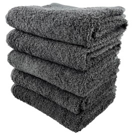 Repeat Sign (:re) Daily Towel [Firm] Plain Face Towel Y Dark Gray 5 Sheets 100% Cotton 13.4 x 31.5 inches (34 x 80 cm), For Everyday Use, For Room and Outdoor Use