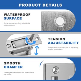 HOMOTEK 2 Pack Commercial Heavy Duty Door Roller Catch, Drive in Ball Catch with Strike Plate Solid Zinc Adjustable Silent Door Latch, Spring Tension Roller, Satin Nickle