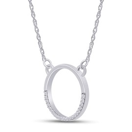 1/20 Carat CT.t.w Round Cut Diamond Accent Circle Pendant Necklace In 14k White Gold Over Sterling Silver, 18" Chain (I-J Color, I2-I3 Clarity, 0.05 Cttw)