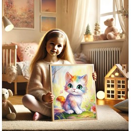 Dreamy Doodles® Poster Set of 4 DIN A4 without Frame Cute Animal World Pictures Children's Room Premium Wall Picture Decoration Unicorn Giraffe Monkey Cat Baby Room Decoration Children's Motifs