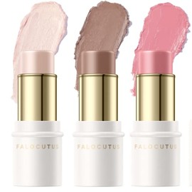 Falocutus Juego de 3 Pcs Fair Contour Stick, Lápiz Bronceador de Rubor y Resaltador Crema, Iluminador de Contorno Facial Natural de Larga Duración y S