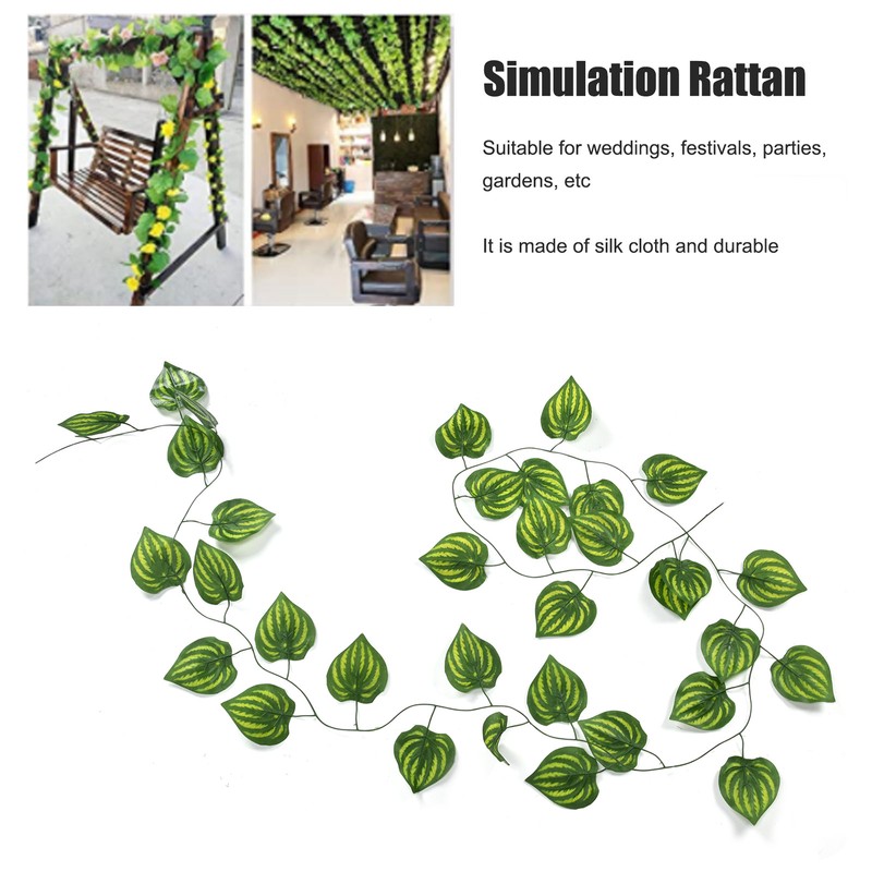 Simulation Watermelon Leaf Rattan Green Leaf Plant Ceiling Decoration Vine