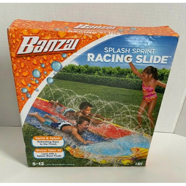 Banzai NEWBanzai Splash Sprint Racing Slide 16ft Sealed water sprays