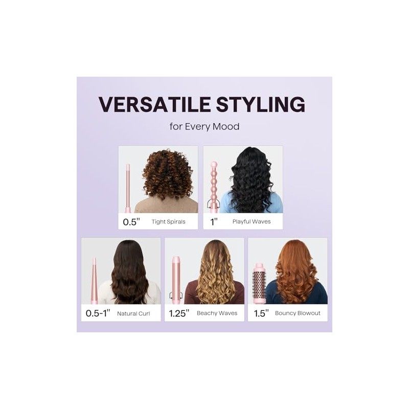 Wavytalk 5 in 1 Curling Iron,Curling Wand Set with Curling