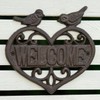 Woodside Cast Iron Heart Shape Wall Mounted Welcome Sign for