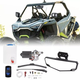 SI For Polaris RZR Turbo R/R 4 Electric Windshield Wiper Motor Switch+Center Mirror