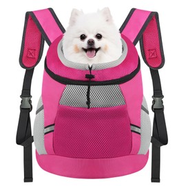 Dog Backpack Carrier, Front Chest Carrier for Cat Small Dogs, Pet Carrying Bag for Travel Hiking Cycling Outdoor Rose S