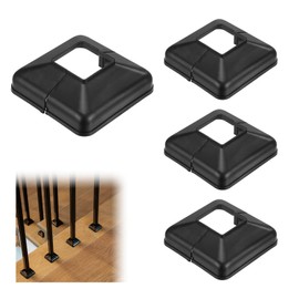 M METERXITY 4-Pack Post Base Cover, Fits 1.57"x 1.57" PVC Post Skirt Split Type for Indoor/Outdoor Iron Railing/Wood Posts/Fence/Stairs/Patios/Handrail/Porch Column Wrap Post Trim [Black]