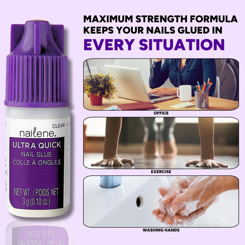 Nailene Ultra Quick Nail Glue - Durable, Easy to Apply