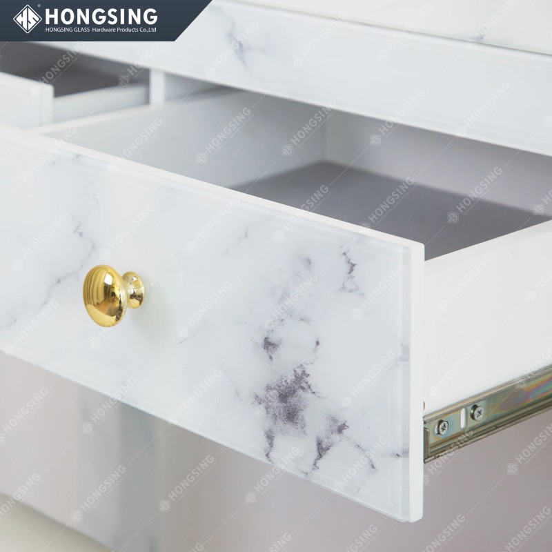 Makeup Vanity Desk for Bedroom Simple White Marble & Pink