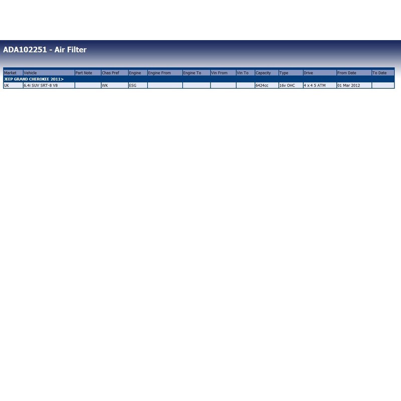 Blue Print ADA102251 Air Filter