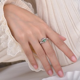 Old English Jewellers 925 Sterling Silver Green Emerald Cz Claddagh Irish Celtic Ring size J K L M N O P Q R S - Love Loyalty & Freindship - Rhodium Overlay (L)