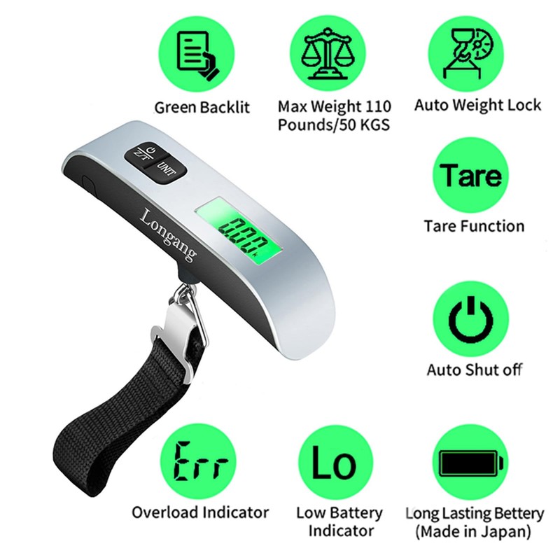 Longang Digital Hanging Luggage Scale with Backlit for Travel, Portable