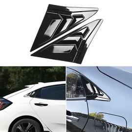 DLOVEG Rear Side Window Louvers Compatible for 2016 2017 2018 2019 2020 2021 Honda Civi Hatchback Type R Accessories Sport Style Air Vent Cover for 10th Gen Civic Hatchback(Gloosy Black)