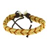 CHICNET Leather Rope Yarn Bracelet Wide Herringbone Braided with Knot