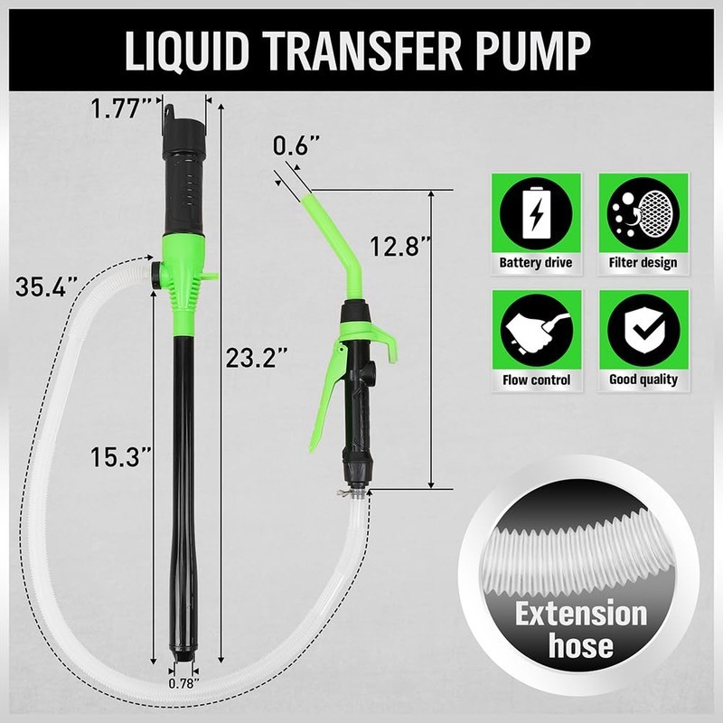 SWANLAKE Portable Battery Powered Fuel Transfer Pump, 2.4 GPM Liquid