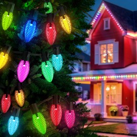 YAYZA! Smart C9 Christmas Lights Outdoor 99 FT 150 LED C9 String Lights, APP Remote Controlled, Dimmable RGB String Lights with 105 Modes Color Changing Christmas Tree Lights for Indoor Outside Patio
