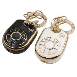 2Pcs Key Fob Cover for Ford Escape for Ford F-150 Ranger Edge Escape Lincoln 3 Buttons (Black White)