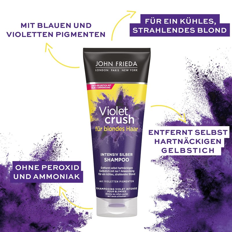 John Frieda Violet Crush Intensive Silver Shampoo, Neutralises Yellow &