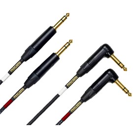 Mogami Gold Key SB-15R Balanced Stereo Keyboard Instrument Cable, 1/4" TRS Male Plugs, Gold Contacts, Dual Right Angle to Dual Straight Connectors, 15 Foot