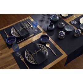 Solino Home Navy Placemats Set of 4 – Cotton Linen Cloth Placemats 19" L x 14" W Inch – Machine Washable Fabric Placemats for Spring, Winter, Easter Decoration – Dru