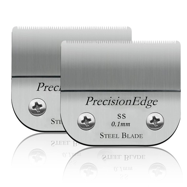 2 Packs Model #64160 Professional Detachable Replacement Stainless-Steel Blades,Cut Length 1/150"(0.1mm),compatible with Andis Ultraedge Outliner Blade/oster Classic 76/Star-Teq/Power-Teq/A5 Clipper
