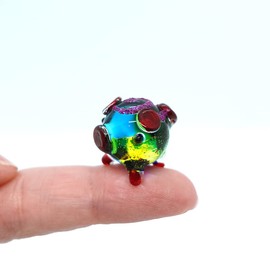 Sansukjai Rare Pig Micro Tiny Figurines Hand Blown Glass Art Animals Collectible Gift Home Decor#2 (Multi-Color)