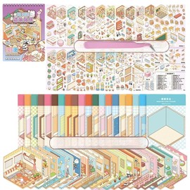 Upgrade 3D Sticker Scene Collection Book for Girls Kids Adults 20 Sets DIY 3D House Stickers Set Make Your Own Shop House Therapy for Adult Relief Stress Pass The Time