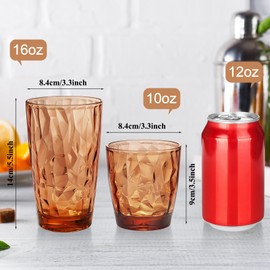 Plastic Tumblers Drinking Glasses Set of 8, 10oz & 16oz