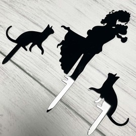 JIEEIN Decoración para tarta de boda, diseño de novia con flores, además de dos gatos, silueta para tartas