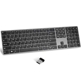 TIETI K01R Wireless Keyboard, 2.4G Slim and Compact Wireless Keyboard with Numeric Keypad, Long Battery Life, Lag-Free for PC Laptop Computer Windows, Space Grey