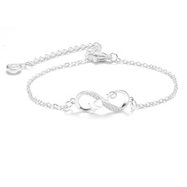 Zuremid Infinity Heart Bracelets for Daughter Mom Sister Granddaughter Grandma Lovers White Gold Plated Diamond Adjustable Bracelets Best Birthday Mother's day Graduation Gifts (love)