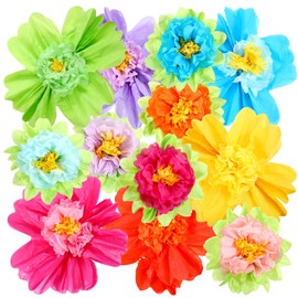 12Pcs Mexican Paper Flowers Colorful Fiesta Tissue Paper Flowers For Wall Decorations 20" 10'' Crepe Papers Giant Giant Flower For Carnival Party Backdrop Wedding Birthday Baby Shower Craft Outdoor