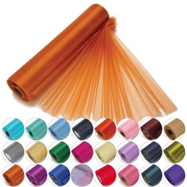Trimming Shop Sheer Organza Fabric Roll 29cm x 25m Elegant Wedding Chair Table Runner Favors Craft Supplies for Ribbons Dress Accents and Bags Orange