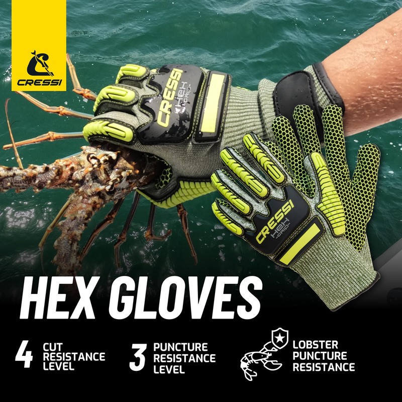 Cressi Hex Grip Gloves - Cut and Abrasion Resistant Gloves