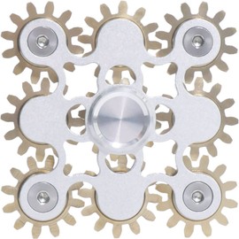 DMaos Fidget Spinner, Figity Toy, 9 Gears Linkage Smooth Metal Brass Stainless Steel with Stable Bearing, Durable Mechanics Romoveable, Gold Figit Toy for Adults Kids - Silver