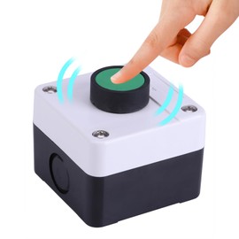 GAESHOW Weatherproof Push Button Switch, Weatherproof Green Push Button, Green Push Button Switch Control Box, Emergency Off Pressure Switch, Single Button Control Box for Gate Opener