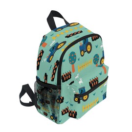 Mnsruu Tractors Seamless Kids Backpack, Toddler Backpack Preschool Bag Kindergarten Schoolbag Nursery Travel Bag for Girl Boy
