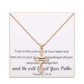 BEKECH Christian Bracelet Gifts for Women Trust in The Lord Proverbs 3:5-6 Bible Verse Bracelet Religious Jewelry (rose gold 3)