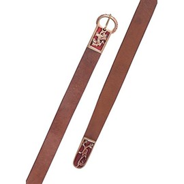 Battle-Merchant Medieval Long Belt with Griffin and Lion Motif - LARP Leather Belt, brown