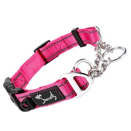 PETTOM Dog Collar, Pull Stop Collar Dogs with Safety Lock, Collar Wide Adjustable and Reflective for Large, Medium and Small Dogs (M, Pink)