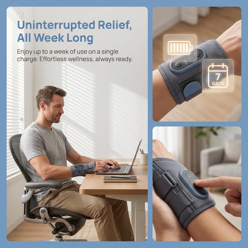 Infrared Red Light Therapy Wrist Brace, Right Left Hand Red