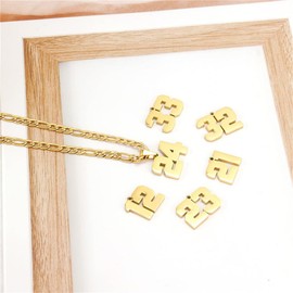 PAURO Unisex's Number Athletes Number Pendant Sport Necklace Gold 67