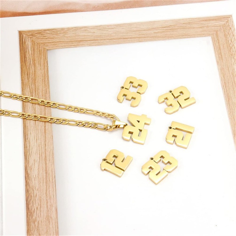 PAURO Unisex's Number Athletes Number Pendant Sport Necklace Gold 67