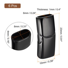 uxcell 6Pcs 8mmx4mm Flat Leather Clasps, Jewelry Bracelet Clasps Flat Closure End Caps for Jewelry Bracelet Craft Making Supplies DIY, Black