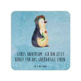 Mr. & Mrs. Panda Bierdeckel Pinguin Blumen 25er Set - Geschenk, Wünsche, Ziele, Leben, Blumenkranz, Selbstliebe, Motivation, Tischdeko, Gastgeschenk