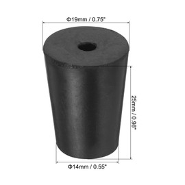 sourcing map Rubber Tapered Plug 14mm to 19mm Solid Test Tubes Bungs Stopper with Hole Black for Lab Home 8 Pieces