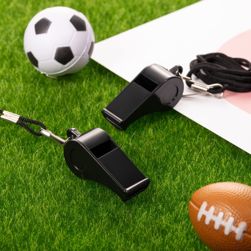 Frienda Black Lanyard Plastic Whistles Referees Fans Cheer Student Whistles